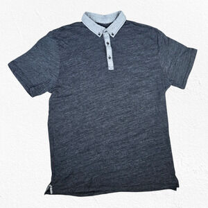 Howe Gray Semi Sheer Collared 1/4 Button Basic Short Sleeve Polo Shirt Size XL